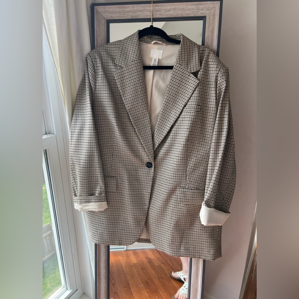 H&M Checkered Oversized Fall Blazer - Women Size XL